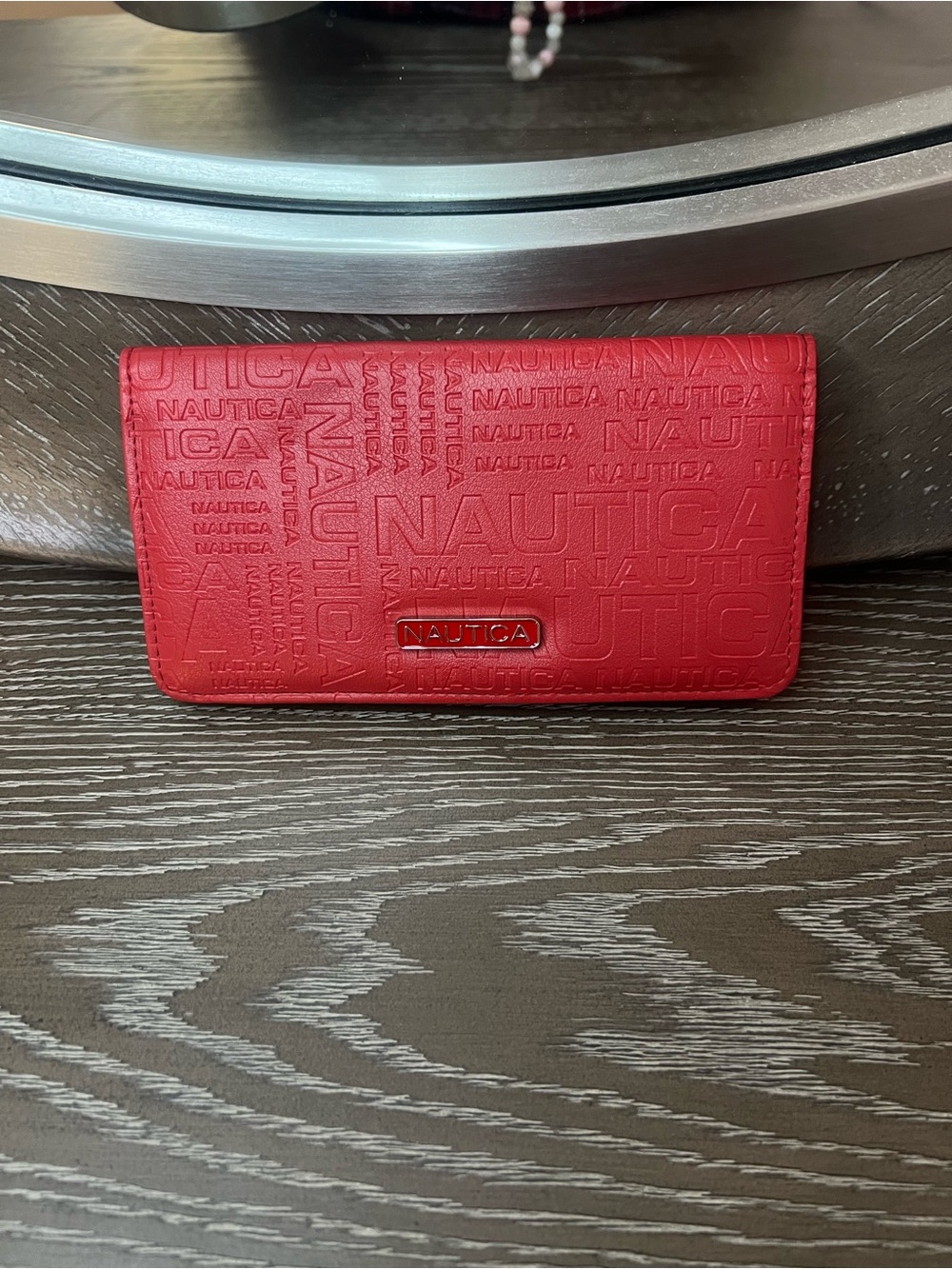 Nautica Red Embossed Logo Continental Card Holder